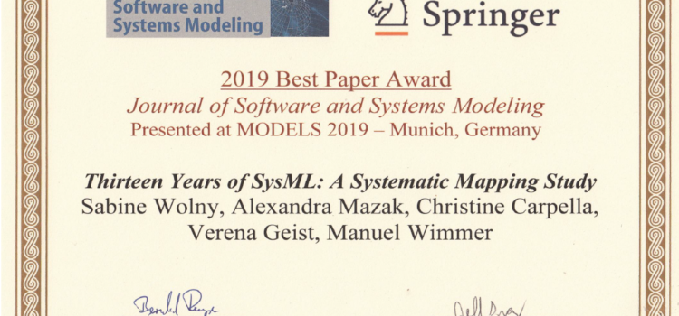 SoSyM 2019: Best Paper Award